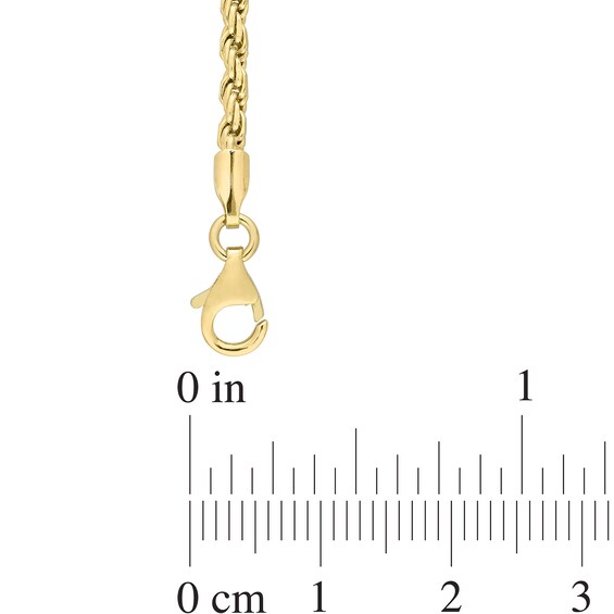 2.2mm Rope Chain Anklet in Sterling Silver with Gold-Tone Flash Plate - 9"