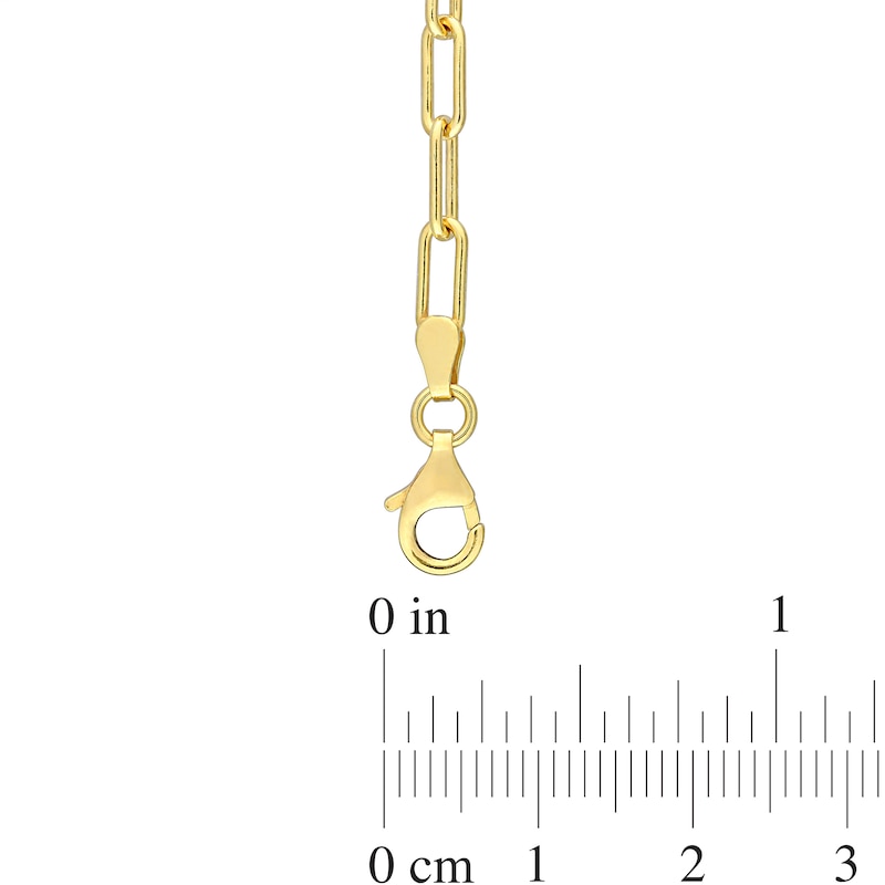 3.5mm Paper Clip Chain Anklet in Sterling Silver with Gold-Tone Flash Plate - 9"