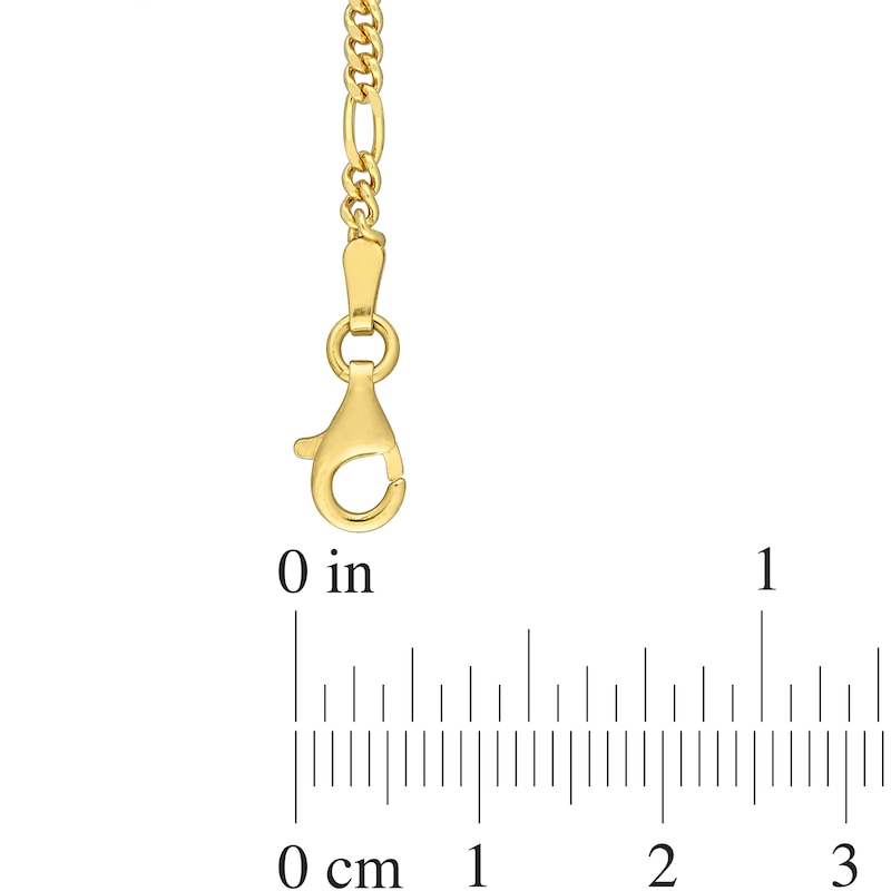 2.2mm Figaro Chain Anklet in Sterling Silver with Gold-Tone Flash Plate - 9"