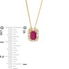 Thumbnail Image 3 of Emerald-Cut Ruby and 1/8 CT. T.W. Diamond Frame Pendant in 10K Gold