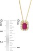 Thumbnail Image 2 of Emerald-Cut Ruby and 1/8 CT. T.W. Diamond Frame Pendant in 10K Gold