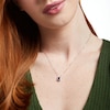 Thumbnail Image 2 of Emerald-Cut Blue Sapphire and 1/8 CT. T.W. Baguette and Round Diamond Frame Pendant in 10K White Gold