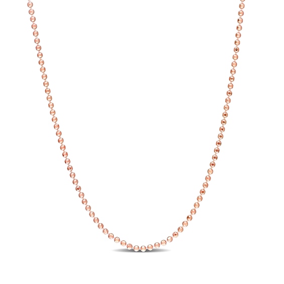 1.5mm Bead Chain Necklace in Sterling Silver with Rose-Tone Flash Plate - 16"