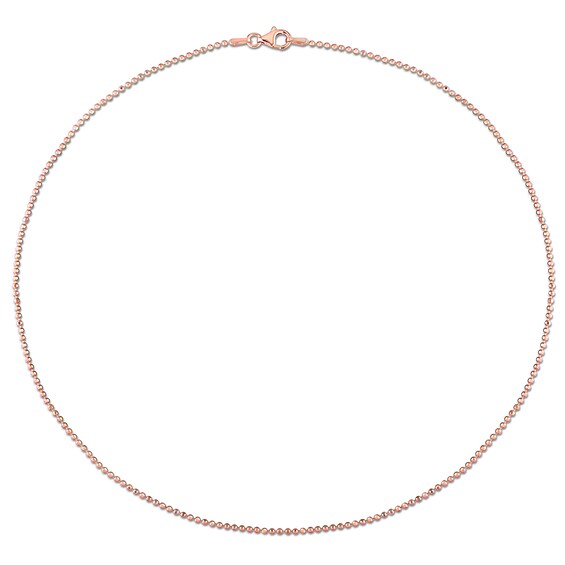 1.5mm Bead Chain Necklace in Sterling Silver with Rose-Tone Flash Plate - 16"