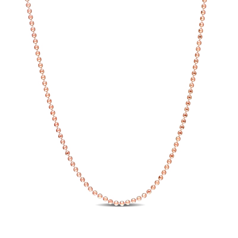 Main Image 1 of 1.5mm Bead Chain Necklace in Sterling Silver with Rose-Tone Flash Plate