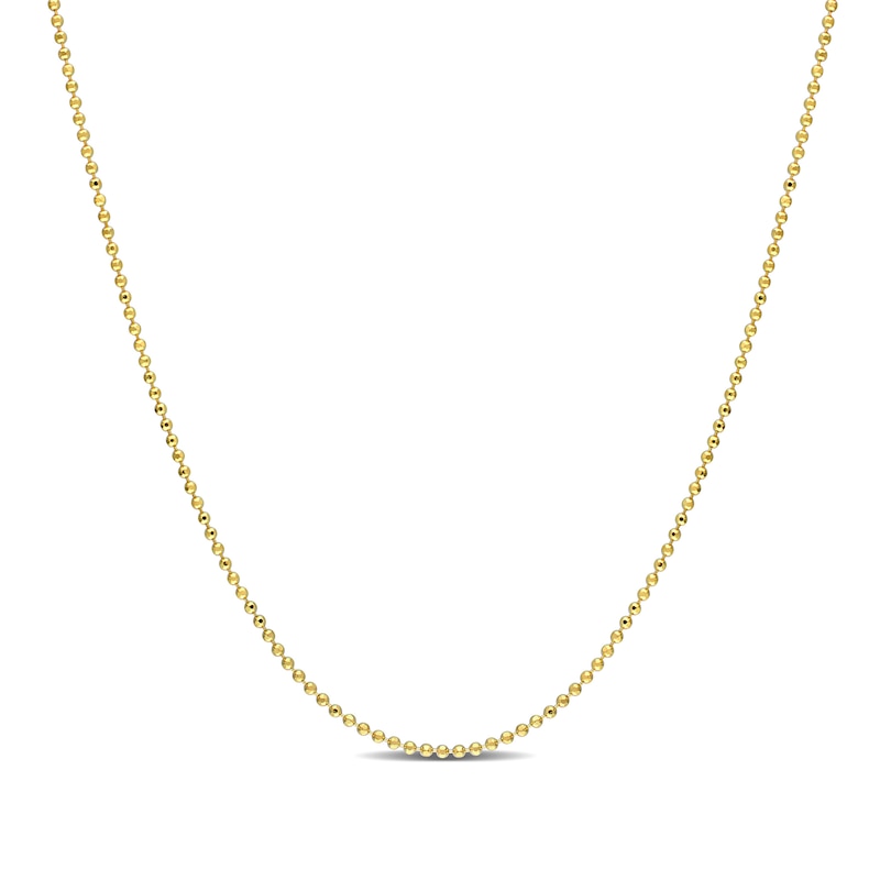 Main Image 1 of 1.0mm Bead Chain Necklace in Sterling Silver with Gold-Tone Flash Plate - 20"