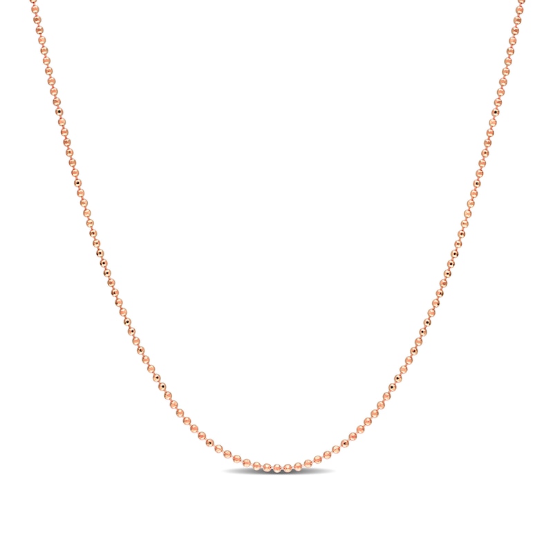 Main Image 1 of 1.0mm Bead Chain Necklace in Sterling Silver with Rose-Tone Flash Plate
