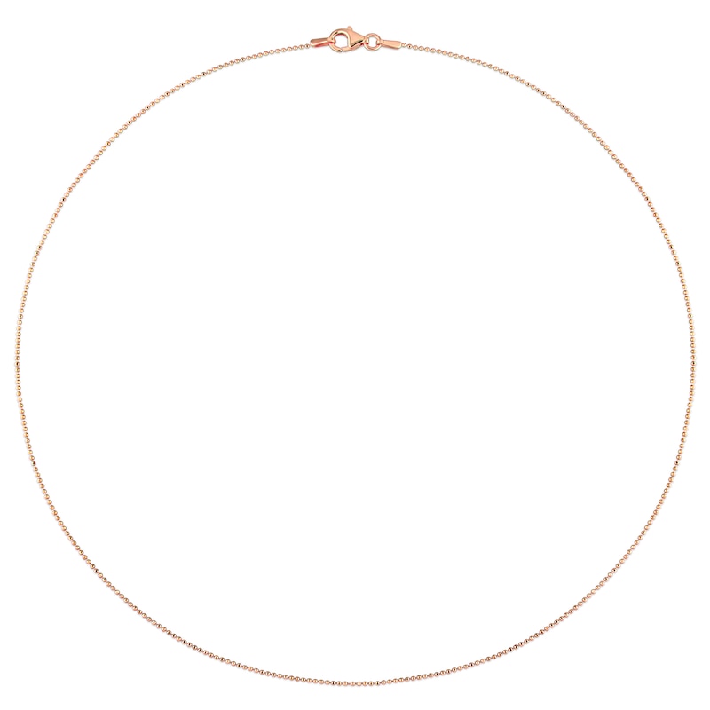 Main Image 3 of 1.0mm Bead Chain Necklace in Sterling Silver with Rose-Tone Flash Plate