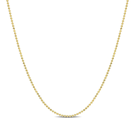 1.0mm Bead Chain Necklace in Sterling Silver with Gold-Tone Flash Plate - 16"