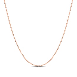 1.0mm Bead Chain Necklace in Sterling Silver with Rose-Tone Flash Plate - 16"