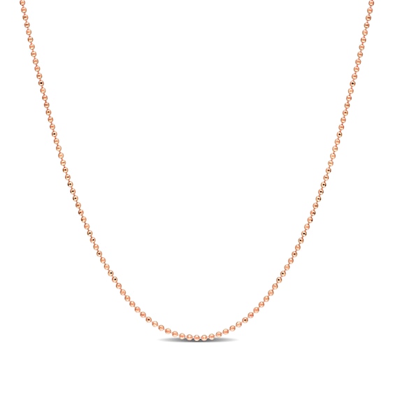 1.0mm Bead Chain Necklace in Sterling Silver with Rose-Tone Flash Plate - 16"