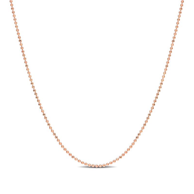 Main Image 1 of 1.0mm Bead Chain Necklace in Sterling Silver with Rose-Tone Flash Plate - 16"