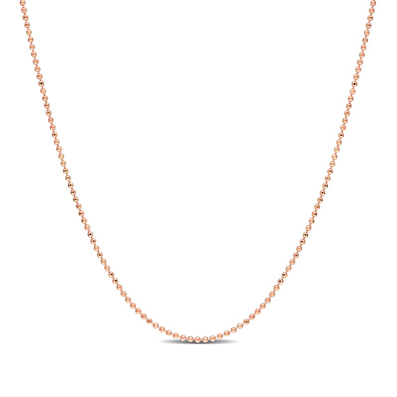 1.0mm Bead Chain Necklace in Sterling Silver with Rose-Tone Flash Plate - 16"