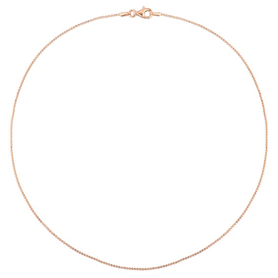 1.0mm Bead Chain Necklace in Sterling Silver with Rose-Tone Flash Plate - 16"