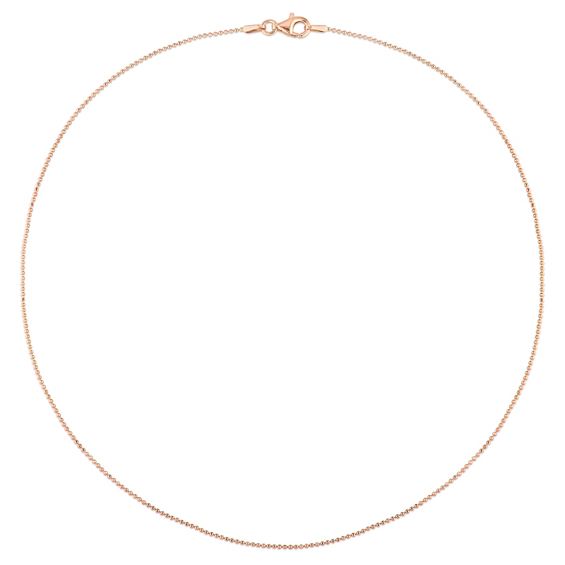 Main Image 3 of 1.0mm Bead Chain Necklace in Sterling Silver with Rose-Tone Flash Plate - 16"