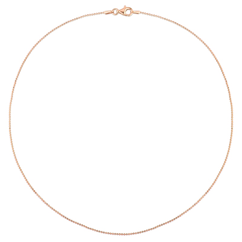 1.0mm Bead Chain Necklace in Sterling Silver with Rose-Tone Flash Plate - 16"