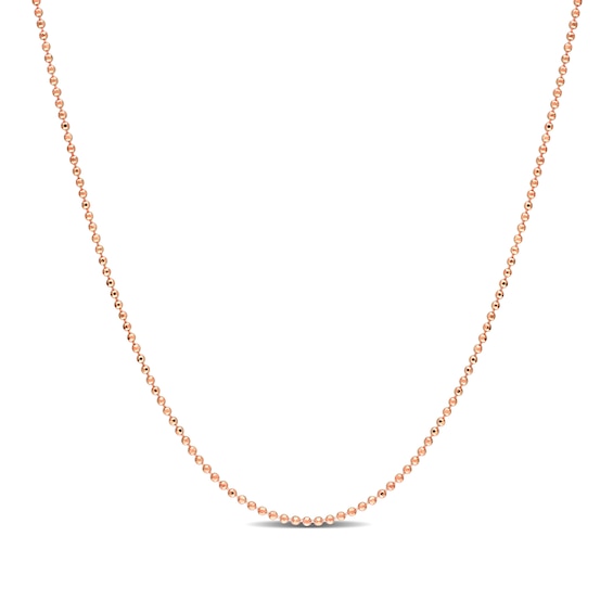 1.0mm Bead Chain Necklace in Sterling Silver with Rose-Tone Flash Plate - 20"