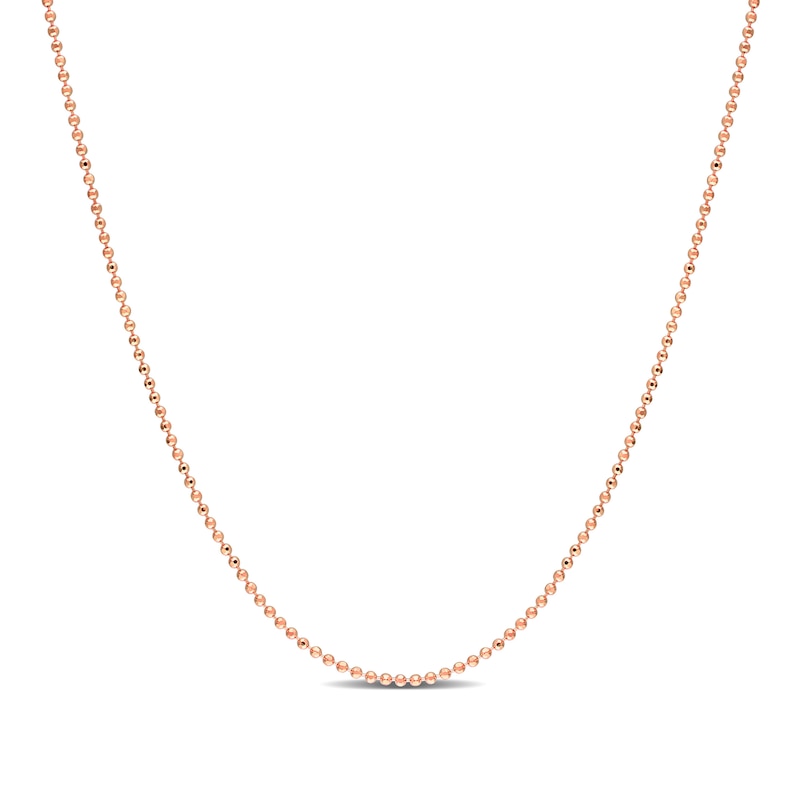 Main Image 1 of 1.0mm Bead Chain Necklace in Sterling Silver with Rose-Tone Flash Plate - 20"