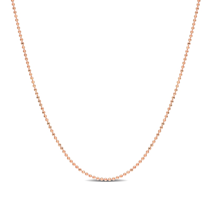 1.0mm Bead Chain Necklace in Sterling Silver with Rose-Tone Flash Plate - 20"