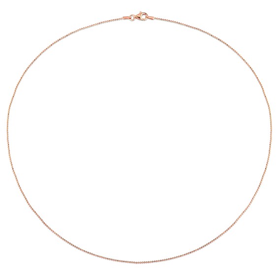 1.0mm Bead Chain Necklace in Sterling Silver with Rose-Tone Flash Plate - 20"