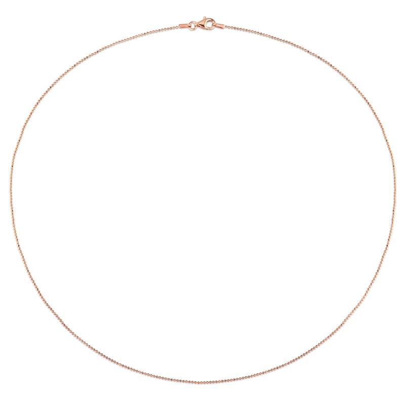 Main Image 3 of 1.0mm Bead Chain Necklace in Sterling Silver with Rose-Tone Flash Plate - 20"