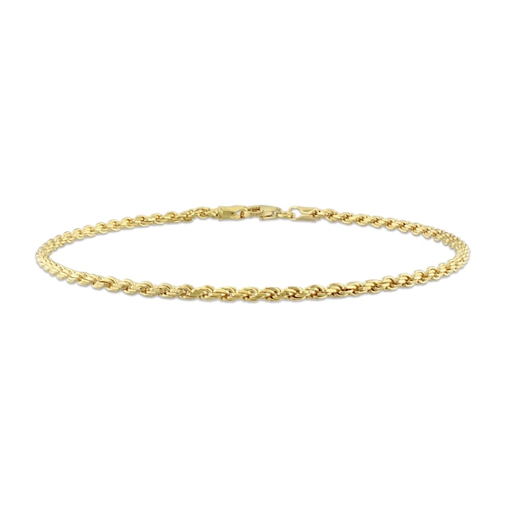 2.2mm Rope Chain Bracelet in Sterling Silver with Gold-Tone Flash Plate - 9"