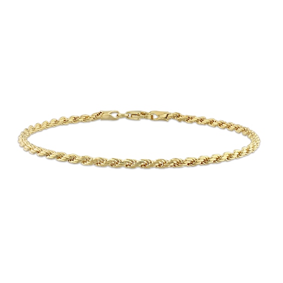 2.2mm Rope Chain Bracelet in Sterling Silver with Gold-Tone Flash Plate - 7.5"