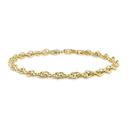 3.7mm Singapore Chain Bracelet in Sterling Silver with Gold-Tone Flash Plate - 7.5"