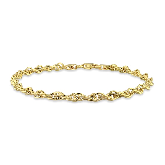 3.7mm Singapore Chain Bracelet in Sterling Silver with Gold-Tone Flash Plate - 7.5"