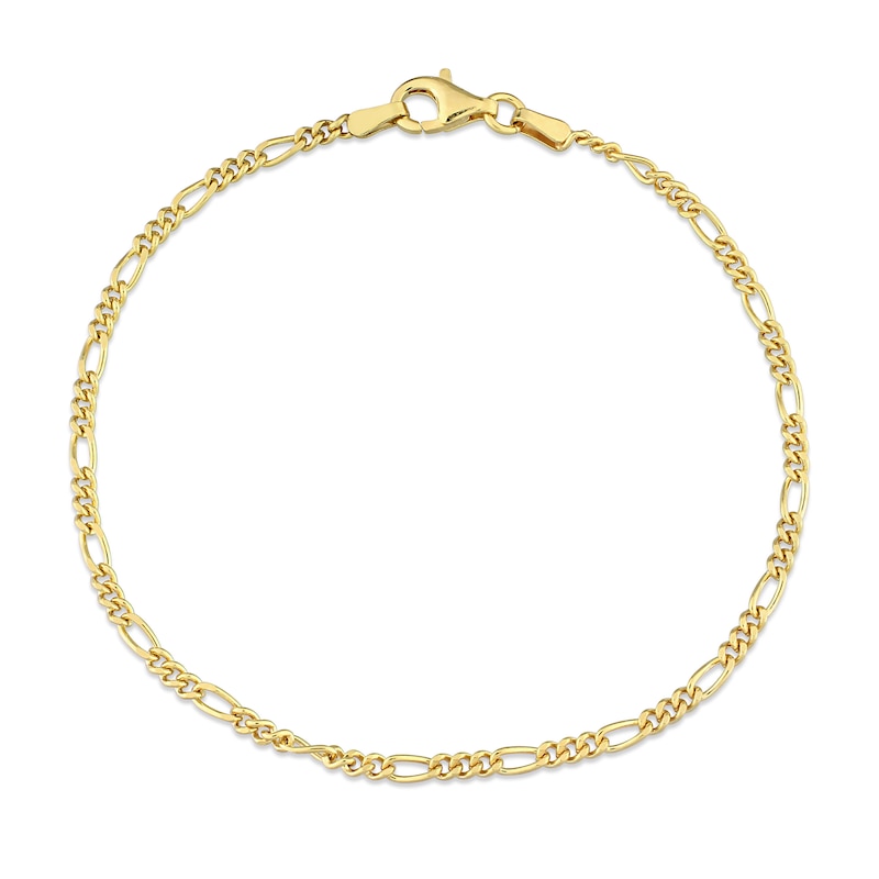 Main Image 1 of 2.2mm Figaro Chain Bracelet in Sterling Silver with Gold-Tone Flash Plate - 7.5"