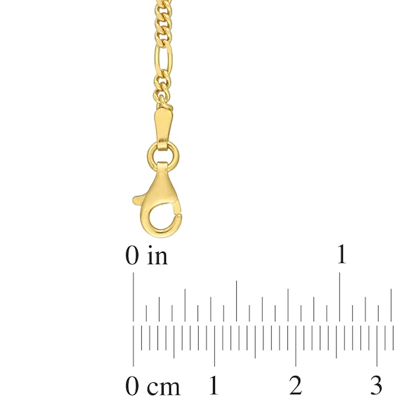 2.2mm Figaro Chain Bracelet in Sterling Silver with Gold-Tone Flash Plate - 7.5"