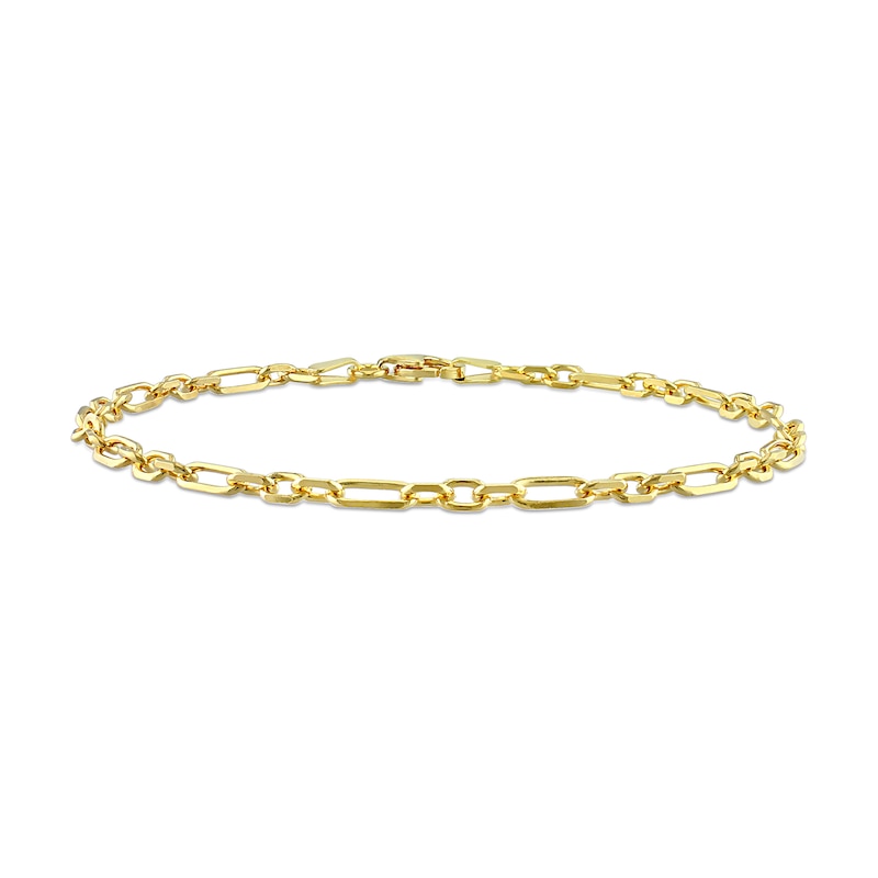 Main Image 1 of 3.0mm Figaro Chain Bracelet in Sterling Silver with Gold-Tone Flash Plate - 7.5"