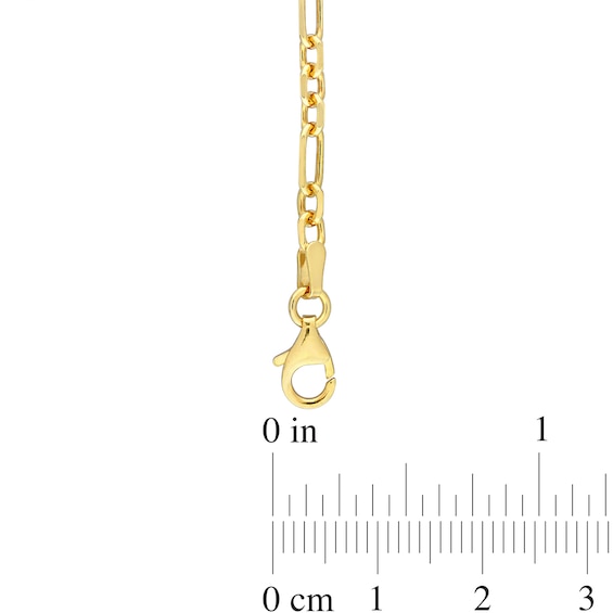 3.0mm Figaro Chain Bracelet in Sterling Silver with Gold-Tone Flash Plate - 7.5"