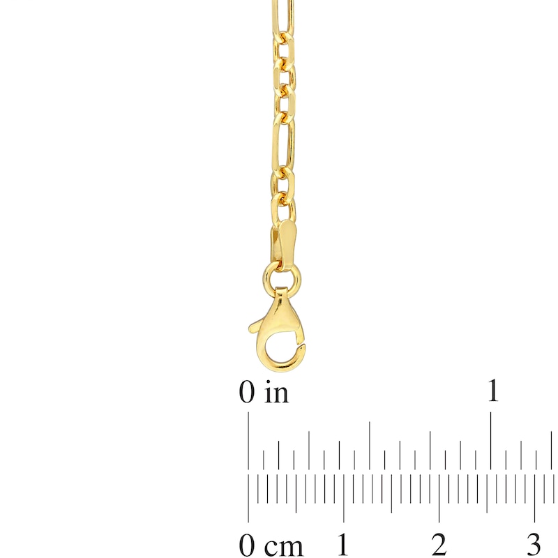 Main Image 3 of 3.0mm Figaro Chain Bracelet in Sterling Silver with Gold-Tone Flash Plate - 7.5"