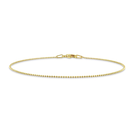 1.0mm Bead Chain Bracelet in Sterling Silver with Gold-Tone Flash Plate - 9"