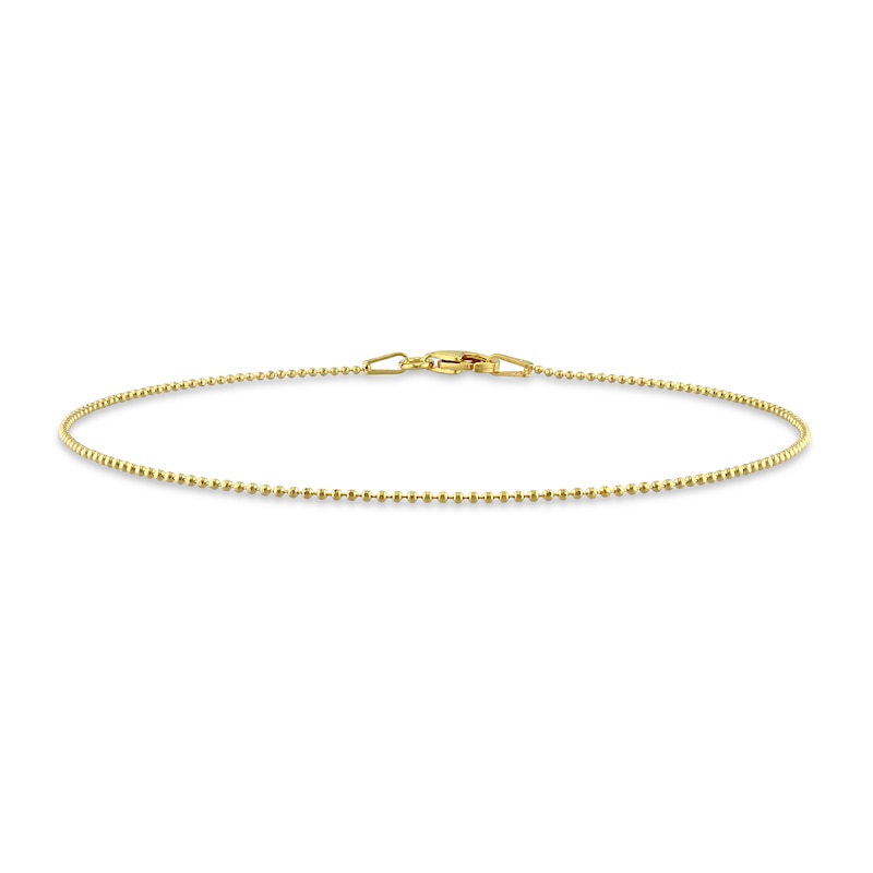 Main Image 1 of 1.0mm Bead Chain Bracelet in Sterling Silver with Gold-Tone Flash Plate - 9"