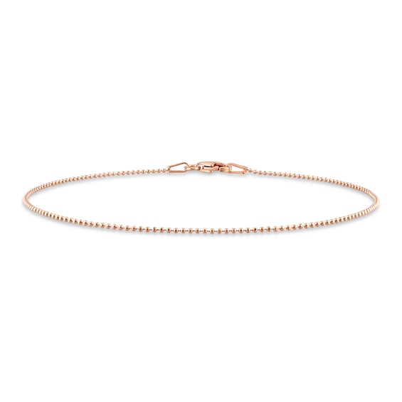 1.0mm Bead Chain Bracelet in Sterling Silver with Rose-Tone Flash Plate - 9"