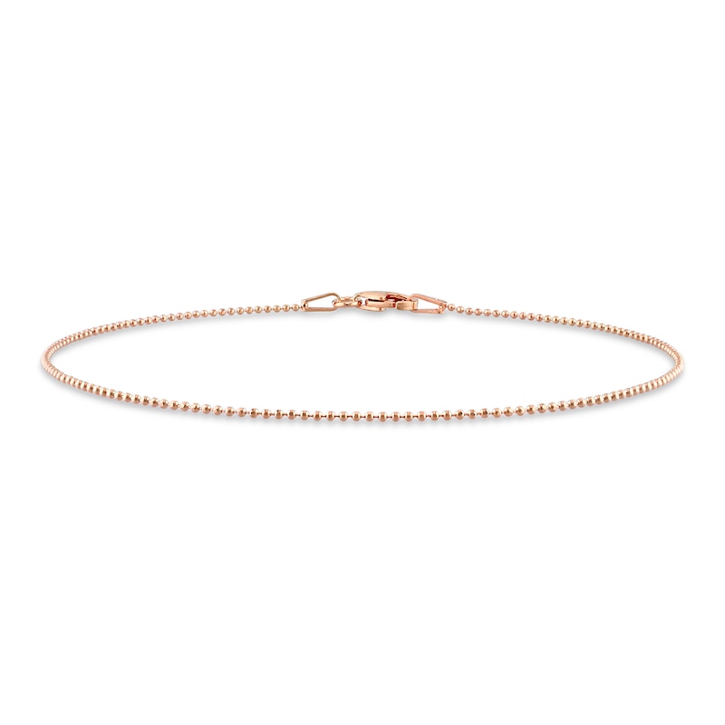 Main Image 1 of 1.0mm Bead Chain Bracelet in Sterling Silver with Rose-Tone Flash Plate - 9"