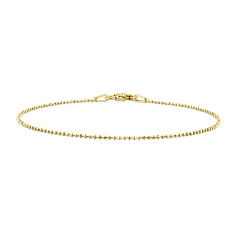 Main Image 1 of 1.0mm Bead Chain Bracelet in Sterling Silver with Gold-Tone Flash Plate - 7.5"