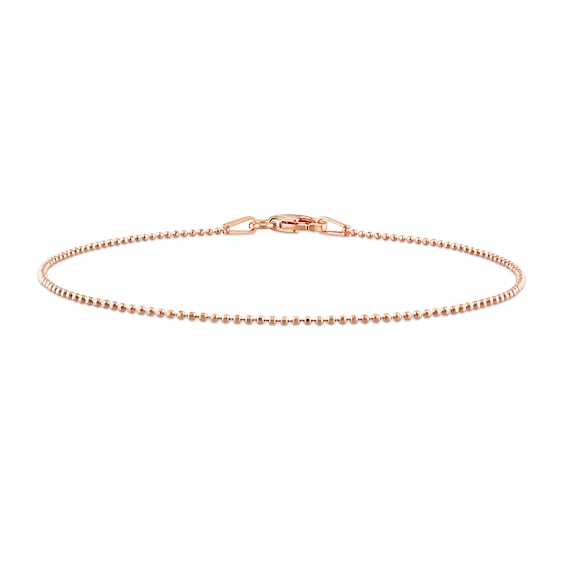 1.0mm Bead Chain Bracelet in Sterling Silver with Rose-Tone Flash Plate - 7.5"