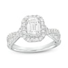 Thumbnail Image 1 of 1-1/2 CT. T.W. Certified Emerald-Cut Lab-Grown Diamond Frame Twist Shank Engagement Ring in 14K White Gold (F/VS2)
