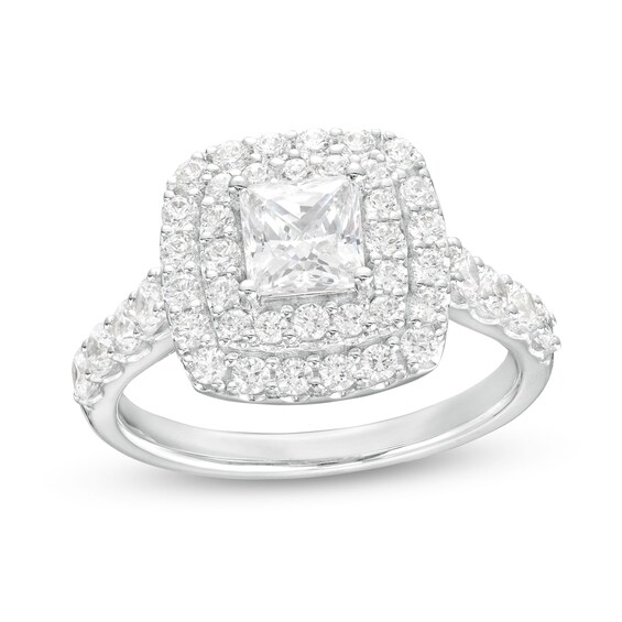 1-3/4 CT. T.w. Certified Princess-Cut Lab-Grown Diamond Double Frame Engagement Ring in 14K White Gold (F/Vs2)