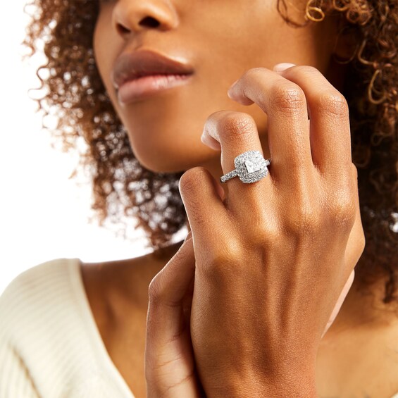 1-3/4 CT. T.w. Certified Princess-Cut Lab-Grown Diamond Double Frame Engagement Ring in 14K White Gold (F/Vs2)