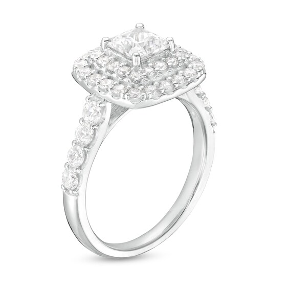 1-3/4 CT. T.w. Certified Princess-Cut Lab-Grown Diamond Double Frame Engagement Ring in 14K White Gold (F/Vs2)