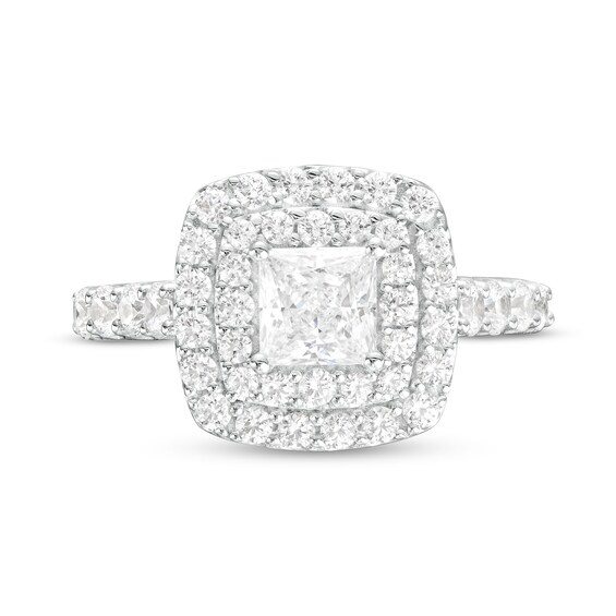 1-3/4 CT. T.w. Certified Princess-Cut Lab-Grown Diamond Double Frame Engagement Ring in 14K White Gold (F/Vs2)