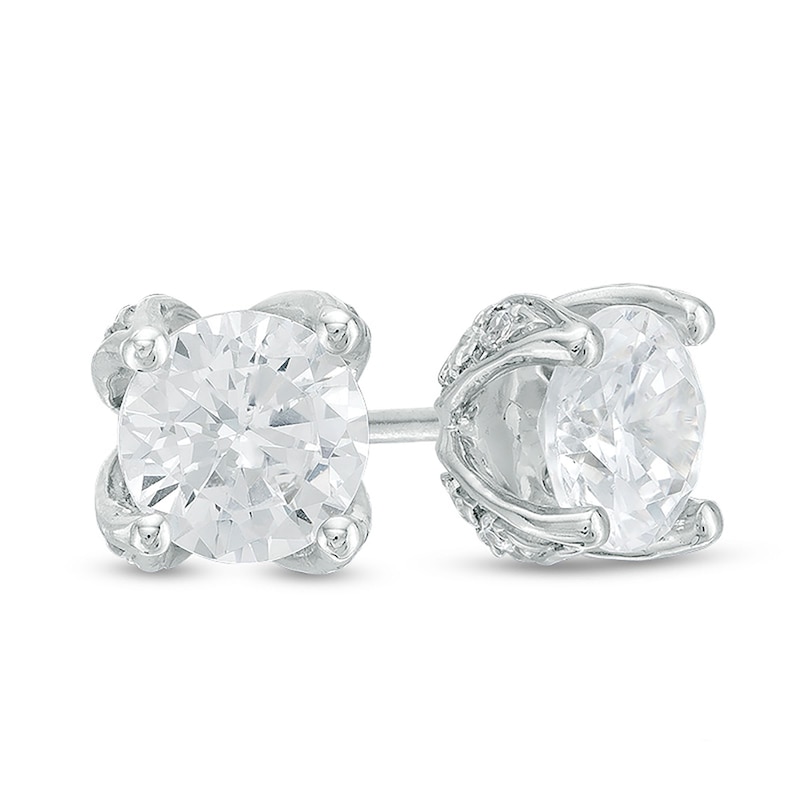 1 CT. T.W. Certified Diamond Solitaire Stud Earrings in 14K White Gold (I/I2)