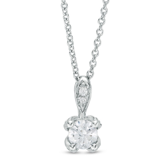 3/8 CT. T.w. Certified Diamond Solitaire Pendant in 14K White Gold (I/I2)