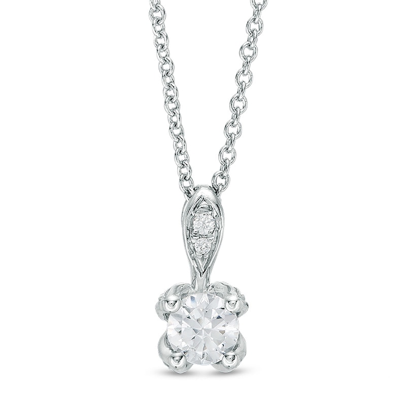 Main Image 1 of 3/8 CT. T.W. Certified Diamond Solitaire Pendant in 14K White Gold (I/I2)