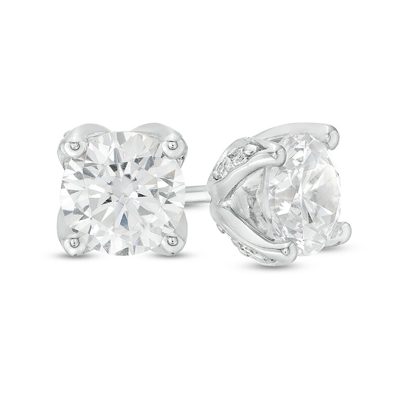 Main Image 1 of 1-5/8 CT. T.W. Certified Diamond Solitaire Stud Earrings in 14K White Gold (I/I2)