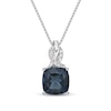 Thumbnail Image 1 of 8.0mm Cushion-Shaped London Blue Topaz and 1/20 CT. T.W. Diamond Twist Pendant in Sterling Silver